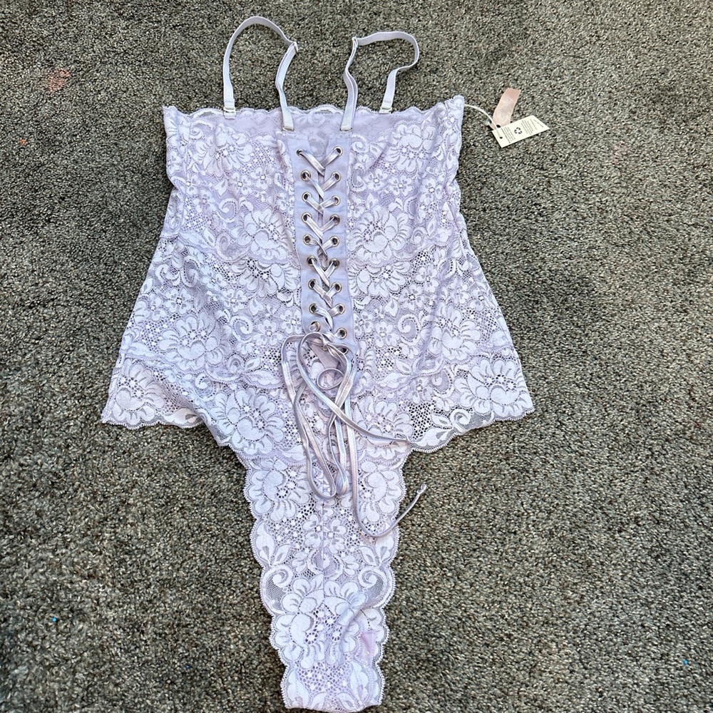 We Are Hah Spinster Lace Bodysuit New w/ Tag Large Lavender